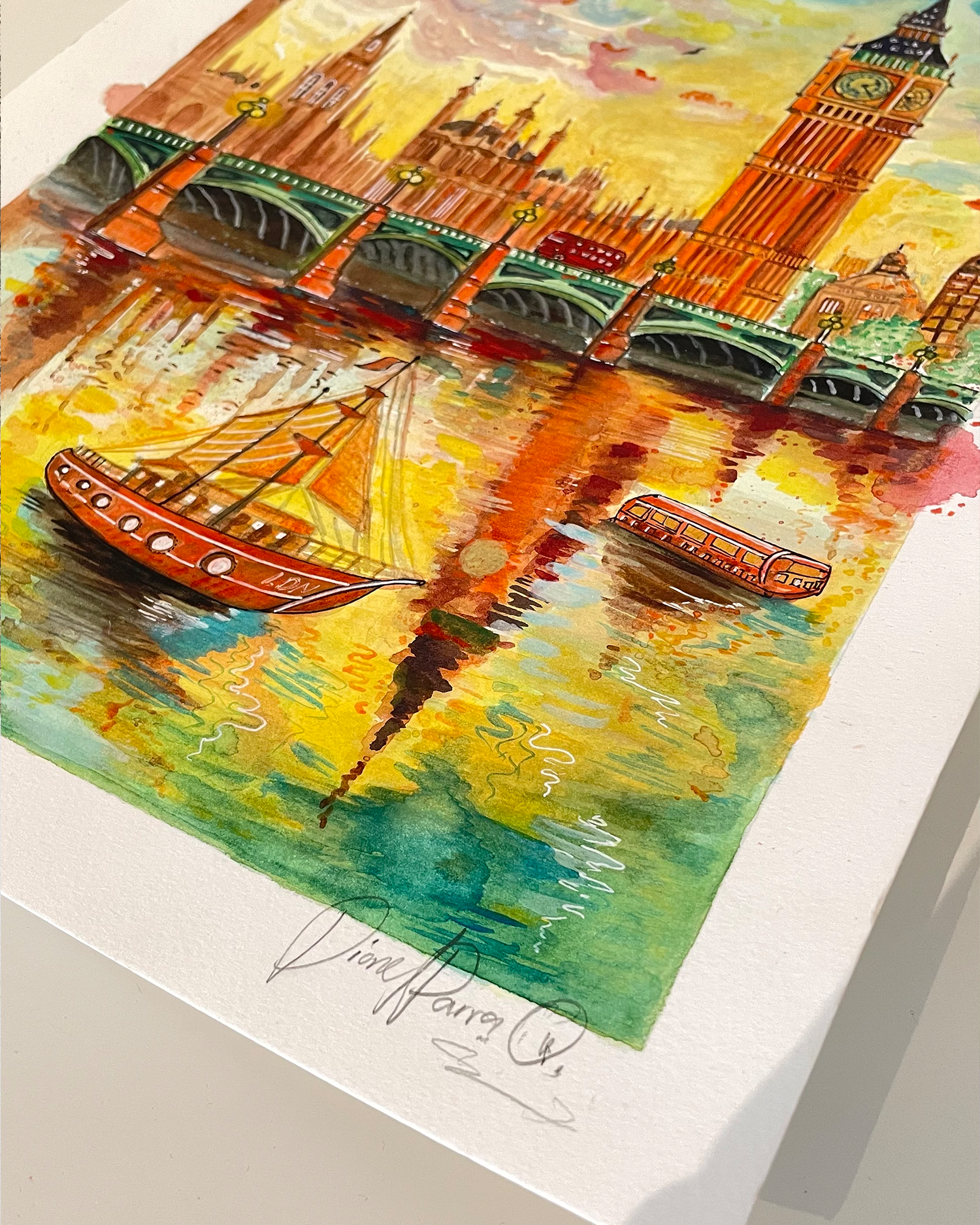 BIG BEN LONDON - WATERCOLOR PRINT- (LIMITED EDITION) - Imagen 3