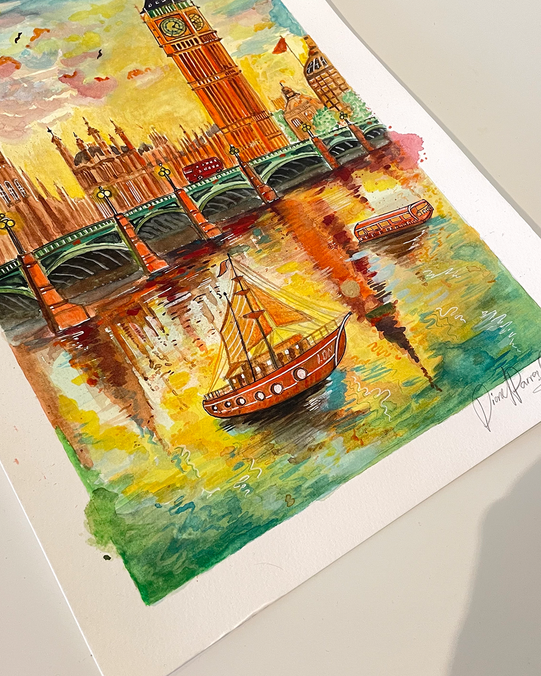 BIG BEN LONDON - WATERCOLOR PRINT- (LIMITED EDITION) - Imagen 9