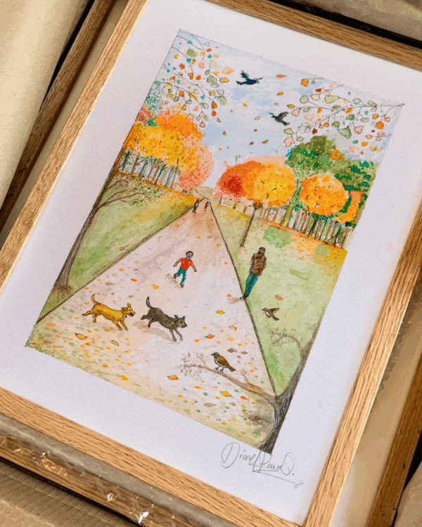Autumn Walk in Greenwich - Watercolor print- Limited edition - Imagen 5
