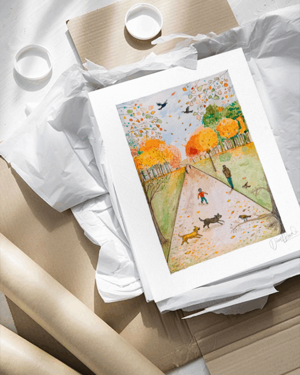 Autumn Walk in Greenwich - Watercolor print- Limited edition - Imagen 3