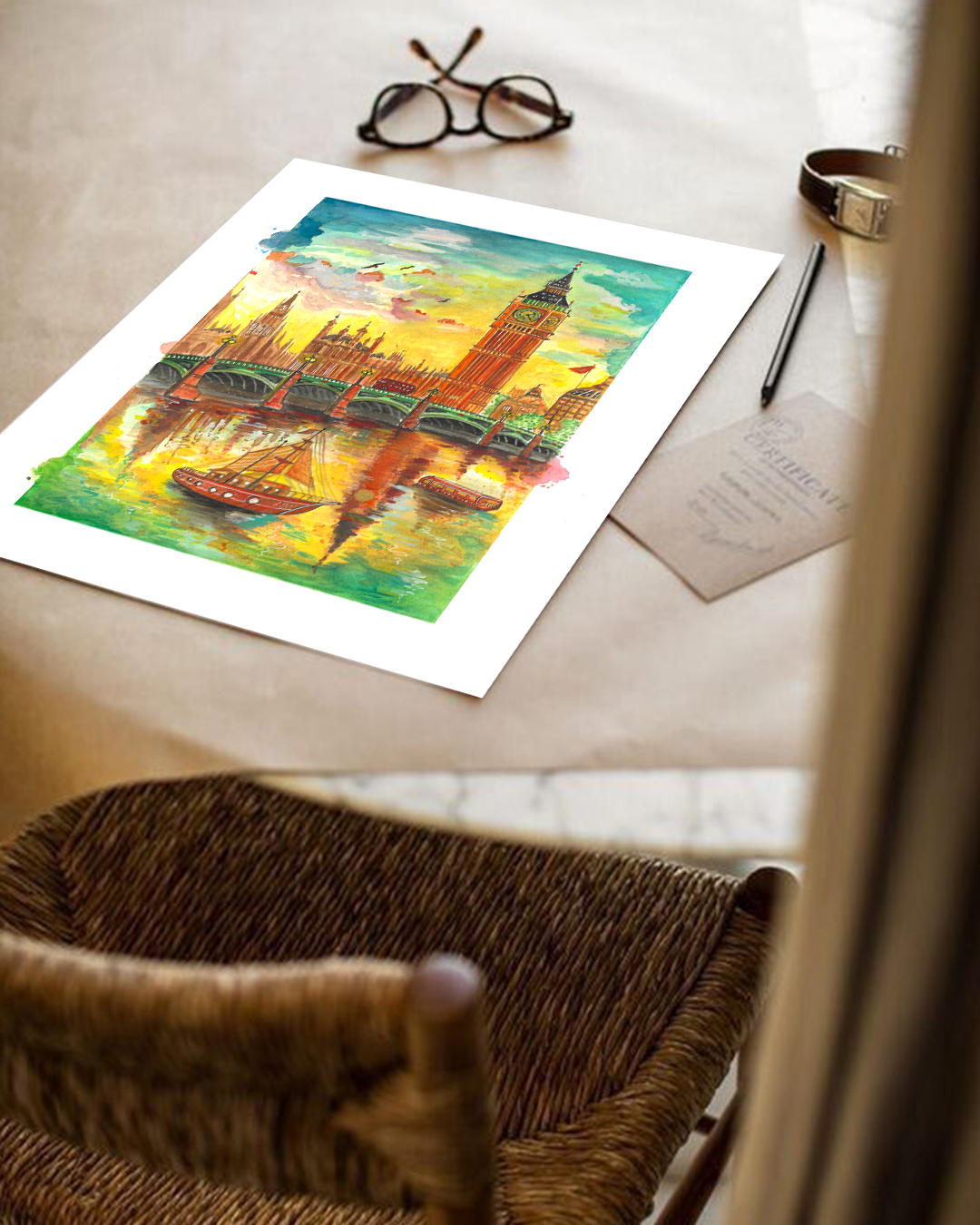 BIG BEN LONDON - WATERCOLOR PRINT- (LIMITED EDITION) - Imagen 2